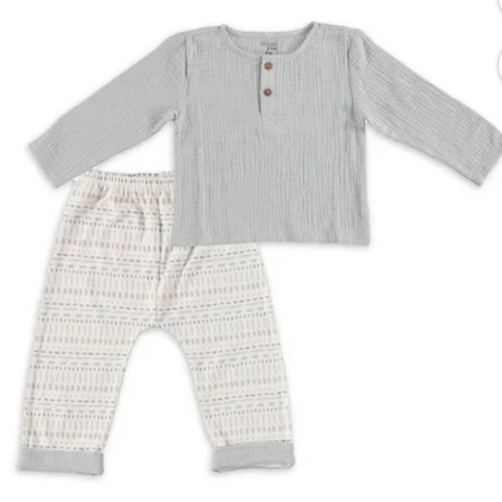 Chick Pea Baby Boy 2 PC Muslin Pant Set, 18 Months